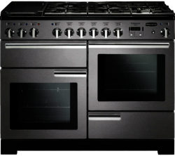 RANGEMASTER  Professional Deluxe 110 Dual Fuel Range Cooker - Stainless Steel & Chrome